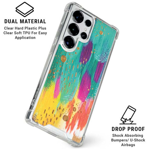 Turquoise Brush Stroke by Etta Vee Galaxy S25 Ultra Clear Case